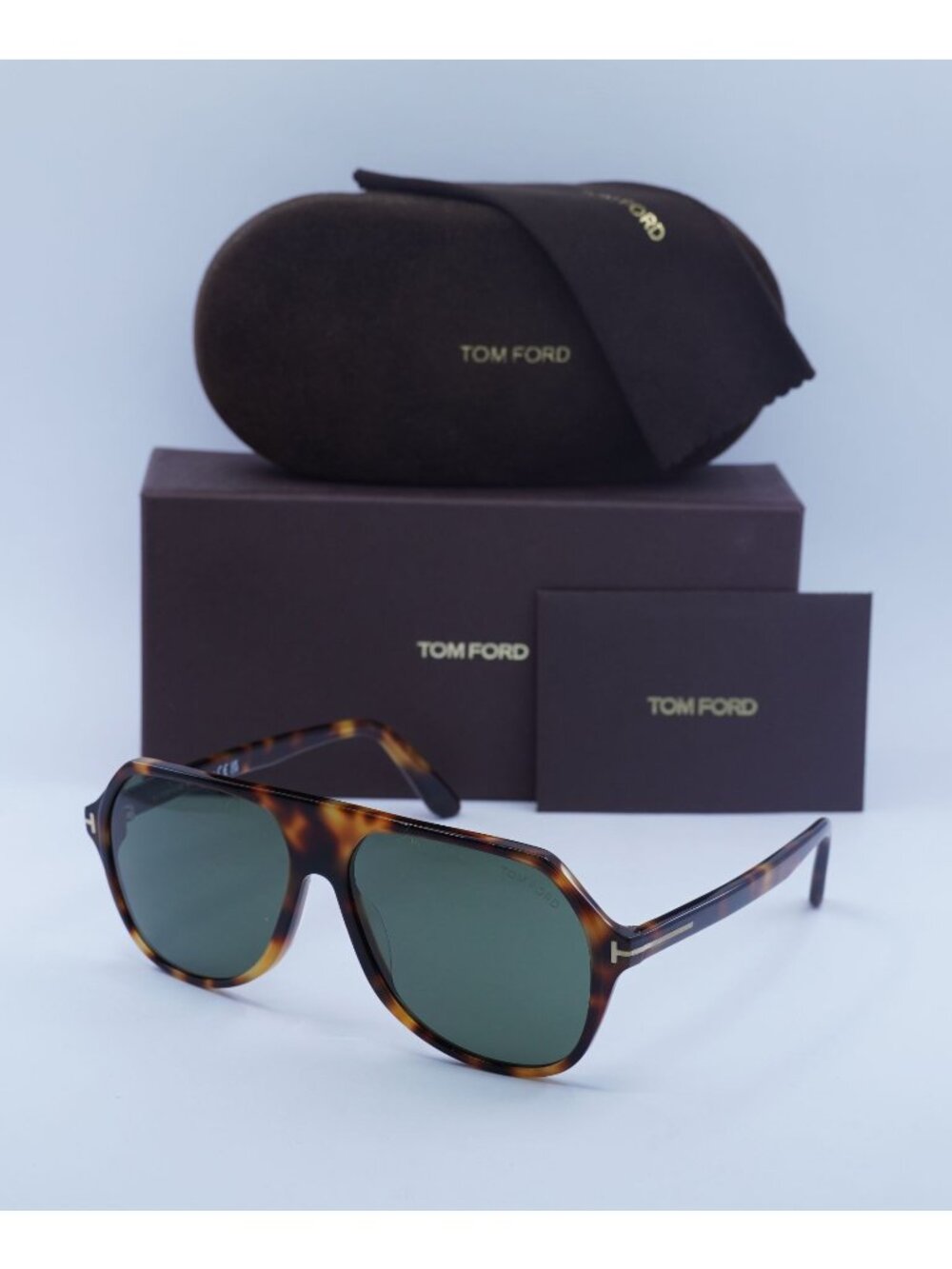 Tom Ford Hayes FT0934 53N Aviator Sunglasses - Blonde Havana/ Green
